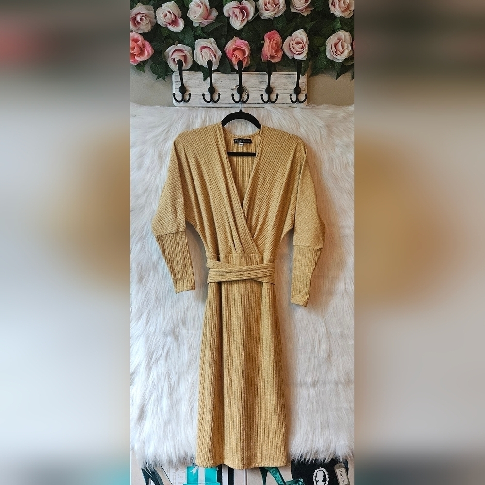 Shelley Klassen Goldenrod Knit Sweater Dress